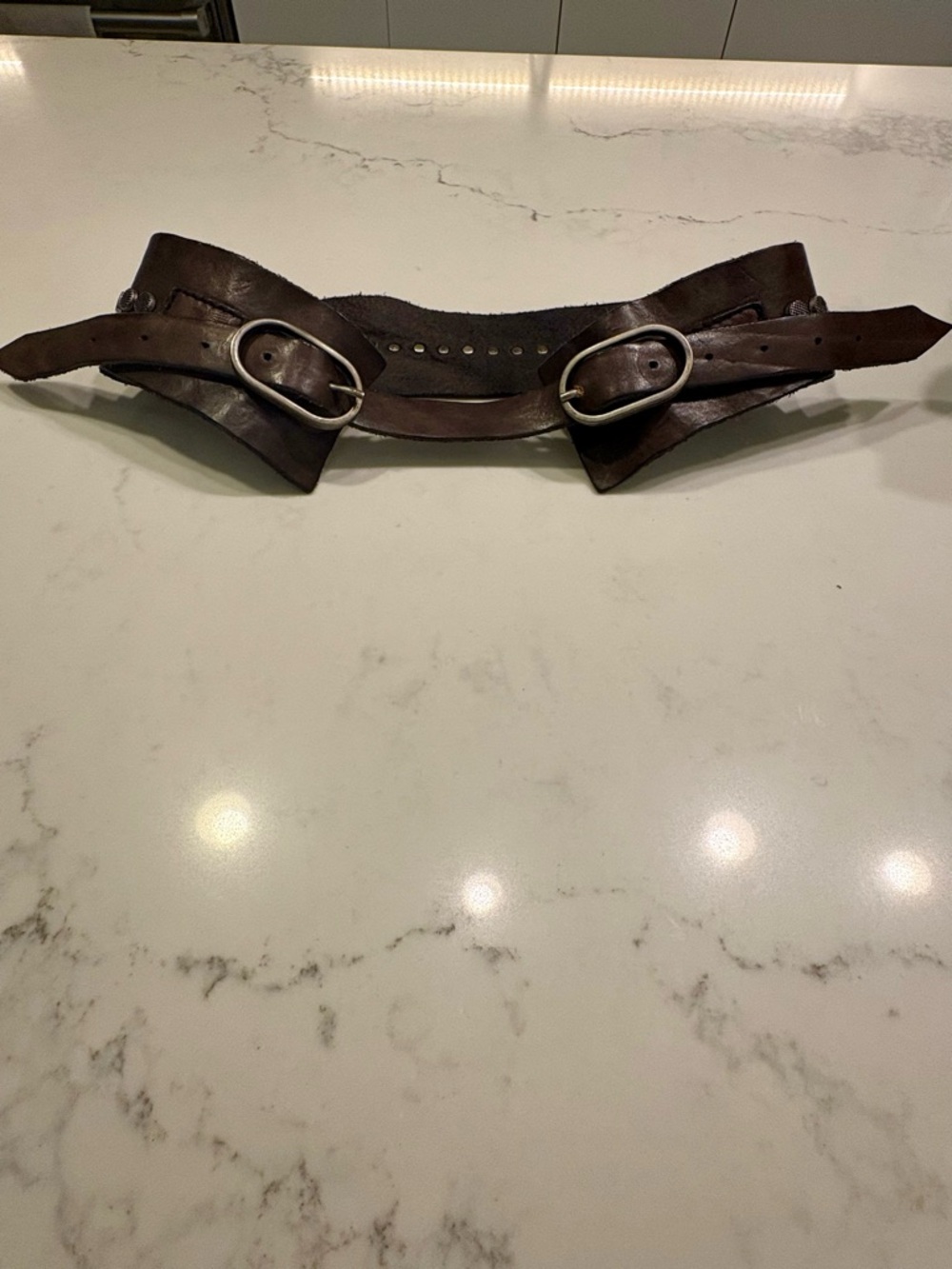 Campomaggi Italy studded leather corset waist double buckle Belt